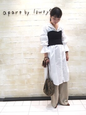 「A part by（アパートバイ）のアイテム（シャツワンピース）」を使った、arisa.さん（レディース・158cm）の秋コーディネート