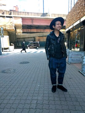 「roar（ロアー）のアイテム（ハット）」を使った、みねさん（メンズ・161cm）の冬コーディネート