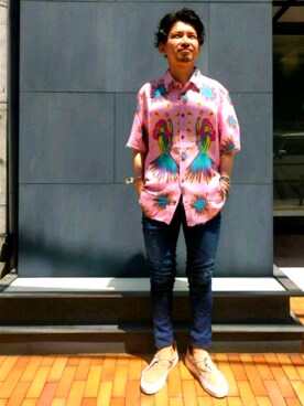 「BUSCEMI（ブシェミ）のアイテム」を使った、みねさん（メンズ・161cm）の夏コーディネート