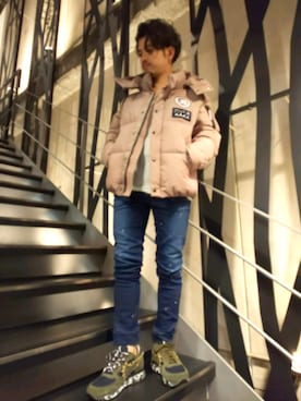 「muta（ムータ）のアイテム（ダウンジャケット/コート）」を使った、みねさん（メンズ・161cm）の秋コーディネート