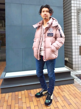 「muta（ムータ）のアイテム（ダウンジャケット/コート）」を使った、みねさん（メンズ・161cm）の秋コーディネート