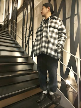 「STAMPD（スタンプド）のアイテム（ジャケット/アウター）」を使った、みねさん（メンズ・161cm）の秋コーディネート