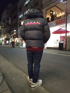 「muta（ムータ）のアイテム（ダウンジャケット/コート）」を使った、みねさん（メンズ・161cm）の秋コーディネート