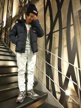 「muta（ムータ）のアイテム（帽子）」を使った、みねさん（メンズ・161cm）の冬コーディネート