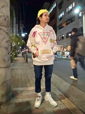 「ROYAL FLASH（ロイヤルフラッシュ）のアイテム（ニットキャップ/ビーニー）」を使った、みねさん（メンズ・161cm）の冬コーディネート
