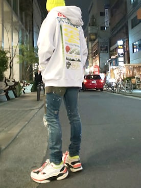 「ROYAL FLASH（ロイヤルフラッシュ）のアイテム（ニットキャップ/ビーニー）」を使った、みねさん（メンズ・161cm）の冬コーディネート
