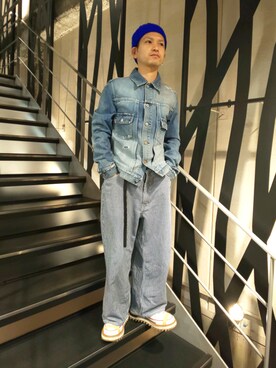 「ROYAL FLASH（ロイヤルフラッシュ）のアイテム（ニットキャップ/ビーニー）」を使った、みねさん（メンズ・161cm）の冬コーディネート