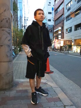 「KMRii（ケムリ）のアイテム（パンツ）」を使った、みねさん（メンズ・161cm）の冬コーディネート