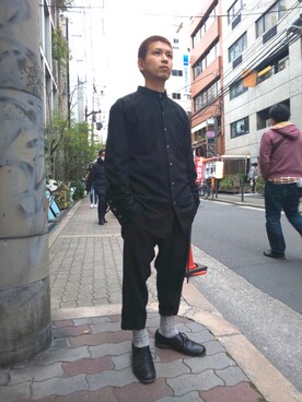「ISAMU KATAYAMA BACKLASH（イサムカタヤマバックラッシュ）のアイテム（ブーツ）」を使った、みねさん（メンズ・161cm）の冬コーディネート