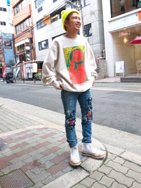 「ROYAL FLASH（ロイヤルフラッシュ）のアイテム（ニットキャップ/ビーニー）」を使った、みねさん（メンズ・161cm）の春コーディネート