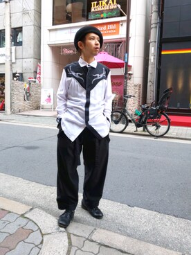 「ISAMU KATAYAMA BACKLASH（イサムカタヤマバックラッシュ）のアイテム（ブーツ）」を使った、みねさん（メンズ・161cm）の春コーディネート