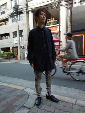 「ISAMU KATAYAMA BACKLASH（イサムカタヤマバックラッシュ）のアイテム（ブーツ）」を使った、みねさん（メンズ・161cm）の春コーディネート