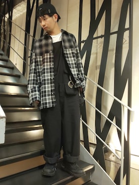 「SUPER THANKS（スーパーサンクス）のアイテム」を使った、みねさん（メンズ・161cm）の秋コーディネート