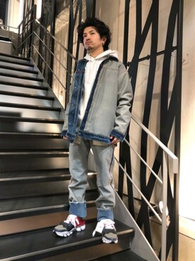 「PASCAL MARIE DESMARAIS（パスカルマリエデマレ）のアイテム（デニムジャケット）」を使った、みねさん（メンズ・161cm）の冬コーディネート