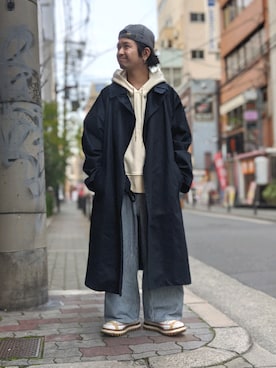 「HBNS（ハバノス）のアイテム（ジャケット/アウター）」を使った、みねさん（メンズ・161cm）の春コーディネート