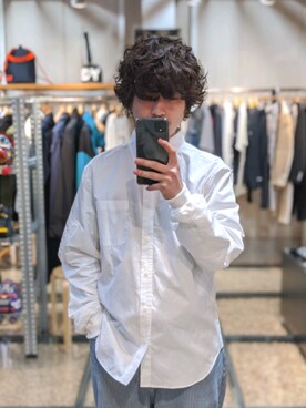 「HBNS（ハバノス）のアイテム（トップス）」を使った、みねさん（メンズ・161cm）の春コーディネート
