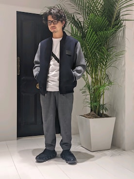 「Saturdays NYC（サタデーズ ニューヨークシティ ）のアイテム（ジャケット/アウター）」を使った、みねさん（メンズ・161cm）の夏コーディネート