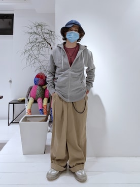 「Maison Kitsune（メゾンキツネ）のアイテム」を使った、みねさん（メンズ・161cm）の冬コーディネート