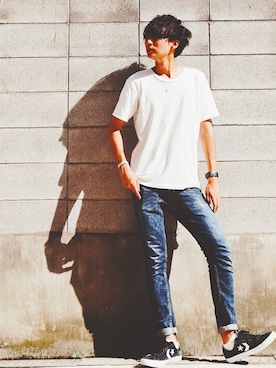 「アイテム（バングル/リストバンド）」を使った、川内大輝さん（メンズ・184cm・20代）の夏コーディネート