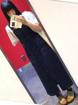 「RETRO GIRL（レトロガール）のアイテム（サロペット/オーバーオール）」を使った、ぱっつん！さん（レディース・160cm）の夏コーディネート