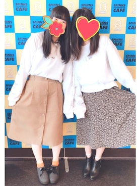 「コラボTシャツ」｜「アイテム（その他）」を使った、ぱっつん！さん（レディース・161cm）の冬コーディネート