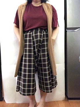 「red」｜「アイテム（その他アウター）」を使った、Amandaさん（レディース・170cm）の冬コーディネート