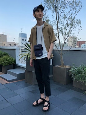 「NANO universe（ナノユニバース）のアイテム（帽子）」を使った、nano・universe men’s STAFFさん（メンズ・182cm）の夏コーディネート