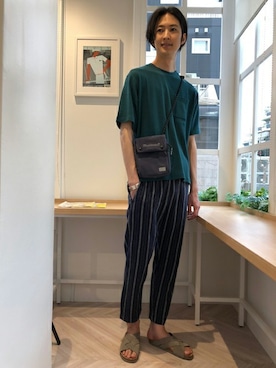 「NANO universe（ナノユニバース）のアイテム（サンダル）」を使った、nano・universe men’s STAFFさん（メンズ・182cm）の夏コーディネート
