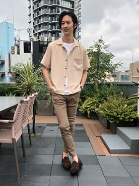 「NANO universe（ナノユニバース）のアイテム（ローファー）」を使った、nano・universe men’s STAFFさん（メンズ・182cm）の夏コーディネート