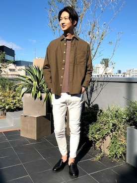 「NANO universe（ナノユニバース）のアイテム（ローファー）」を使った、nano・universe men’s STAFFさん（メンズ・182cm）の秋コーディネート