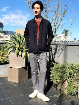 「ワッフル」｜「アイテム（ブルゾン）」を使った、nano・universe men’s STAFFさん（メンズ・182cm）の秋コーディネート