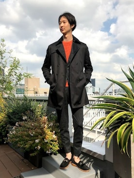 「NANO universe（ナノユニバース）のアイテム（トレンチコート）」を使った、nano・universe men’s STAFFさん（メンズ・182cm）の秋コーディネート