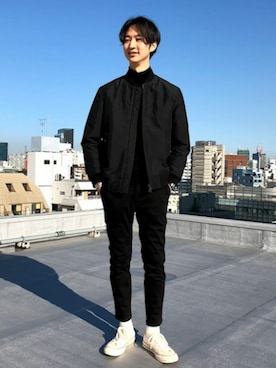 「ケーブルニット」｜「アイテム（ブルゾン）」を使った、nano・universe men’s STAFFさん（メンズ・182cm）の冬コーディネート