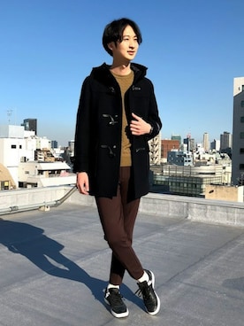 「NANO universe（ナノユニバース）のアイテム（ダッフルコート）」を使った、nano・universe men’s STAFFさん（メンズ・182cm）の冬コーディネート