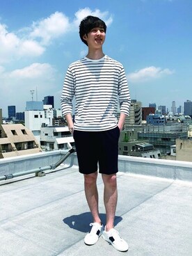 「NANO universe（ナノユニバース）のアイテム（スニーカー）」を使った、nano・universe men’s STAFFさん（メンズ・182cm）の夏コーディネート