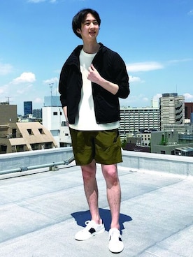 「NANO universe（ナノユニバース）のアイテム（スニーカー）」を使った、nano・universe men’s STAFFさん（メンズ・182cm）の夏コーディネート