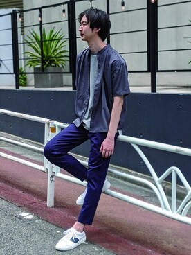 「NANO universe（ナノユニバース）のアイテム（スニーカー）」を使った、nano・universe men’s STAFFさん（メンズ・182cm）の夏コーディネート