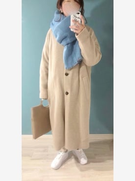「オーバーコート」｜「アイテム（アナログ腕時計）」を使った、ミズタマ⭐︎さん（レディース・157cm）の冬コーディネート