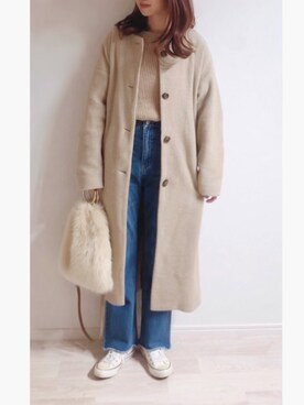 「ご近所コーデ」｜「アイテム（その他アウター）」を使った、ミズタマ⭐︎さん（レディース・157cm）の冬コーディネート
