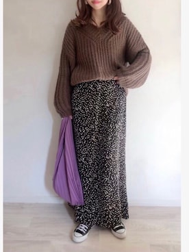 「黒コンバース」｜「アイテム（その他）」を使った、ミズタマ⭐︎さん（レディース・157cm）の冬コーディネート