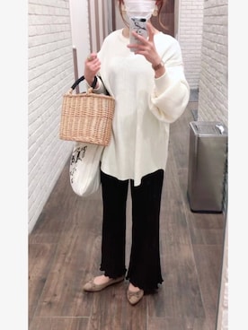 「袖ボリューム」｜「アイテム（腕時計）」を使った、ミズタマ⭐︎さん（レディース・157cm）の春コーディネート