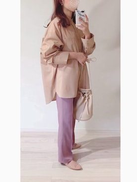 「Laugoa（ラウゴア）のアイテム（ショルダーバッグ）」を使った、ミズタマ⭐︎さん（レディース・157cm）の春コーディネート