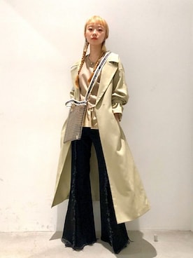 「STUDIOUS（ステュディオス）のアイテム（トレンチコート）」を使った、さきさん（レディース・156cm）の春コーディネート