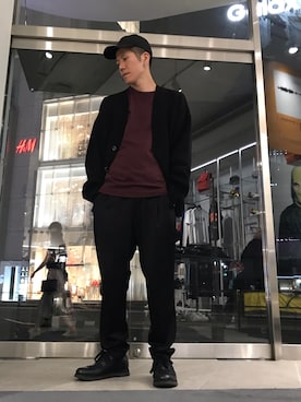 「08sircus（ゼロエイトサーカス）のアイテム（パンツ）」を使った、Kazuya Kitamuraさん（メンズ・177cm）の秋コーディネート