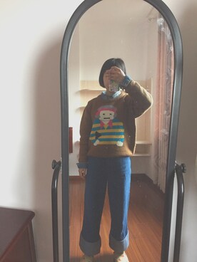 「アイテム（その他トップス、ブラウン系）」を使った、山岚山岚山岚さん（レディース・157cm）の春コーディネート