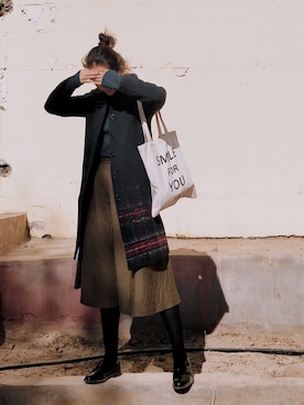 「FRED PERRY」｜「アイテム（チェスターコート）」を使った、Pery-thx4lifeさん（レディース・172cm）の冬コーディネート