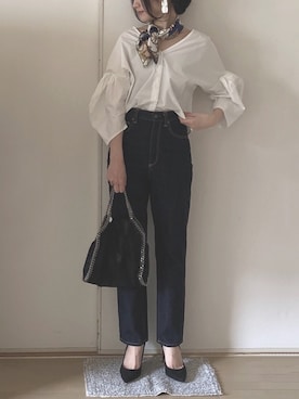 「ハイウエストストレートジーンズ」｜Mayさん（レディース・158cm）の春コーディネート