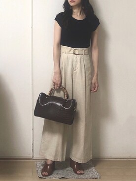 「OZOC（オゾック）のアイテム（ボストンバッグ）」を使った、Mayさん（レディース・158cm）の夏コーディネート