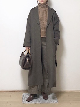 「OZOC（オゾック）のアイテム（ボストンバッグ）」を使った、Mayさん（レディース・158cm）の冬コーディネート