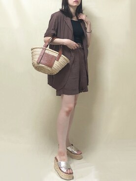 Mayさんの「Loewe - Small Raffia Basket Bag - Womens - Tan Multi」を使ったコーディネート
